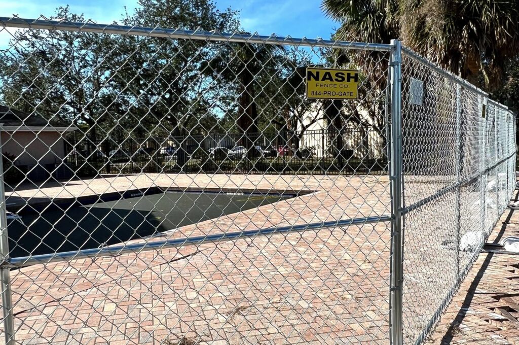 Temporary chain-link fencing for a construction site by Nash Fence & Supplies Inc. in Lake Charles, LA.