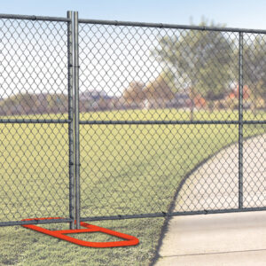 A temporary chain-link fence with a red base installed by National Construction Rentals in Las Vegas, NV.