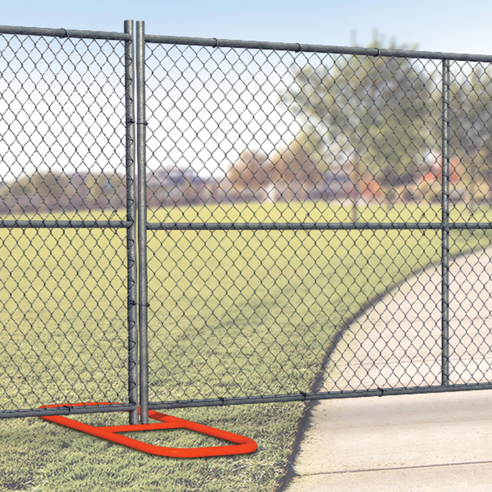 A temporary chain-link fence with a red base installed by National Construction Rentals in Las Vegas, NV.