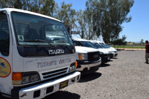 A specialized termite control truck and other service vehicles in the fleet of Sun Lakes Pest Control in Chandler, AZ.