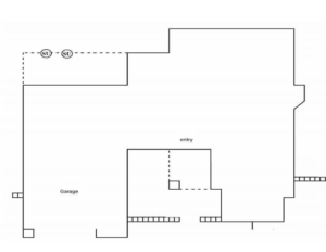 A floor plan diagram indicating subterranean termite inspection points by PM Pest Control in Glendale, AZ.