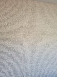 A close-up view of a textured, light-colored carpet installation by Advanced Flooring in Appleton, WI.