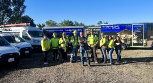 The professional team of The Lighting Geek with their service vehicles and trailers in Sacramento, CA.