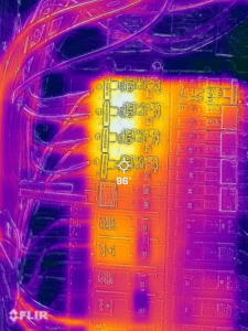 A thermal scan of an electrical panel showing heat signatures, indicating diagnostic work by Gksquad in Columbia, SC.