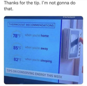 A screen displaying thermostat recommendations for energy saving, relevant to Total Living Comfort in Irvington, AL.