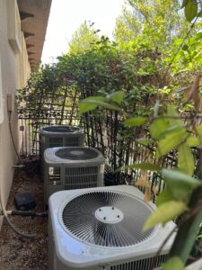 Three outdoor air conditioning units installed by Usa Air Conditioning & Heating in Las Vegas, NV