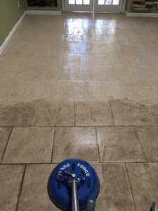 Professional tile and grout cleaning in progress by Arizona Steamers Carpet Care in Phoenix, AZ.