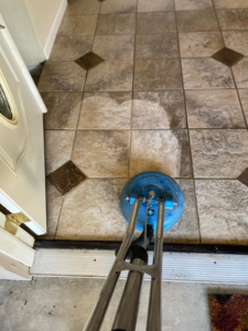 Tile and grout cleaning in progress by The Barreto Brothers Carpet Cleaning in Sacramento, CA