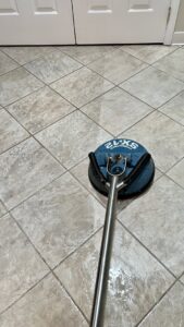 Professional tile and grout cleaning service in progress by Pronto And Carpet LLC in Charlotte, NC.