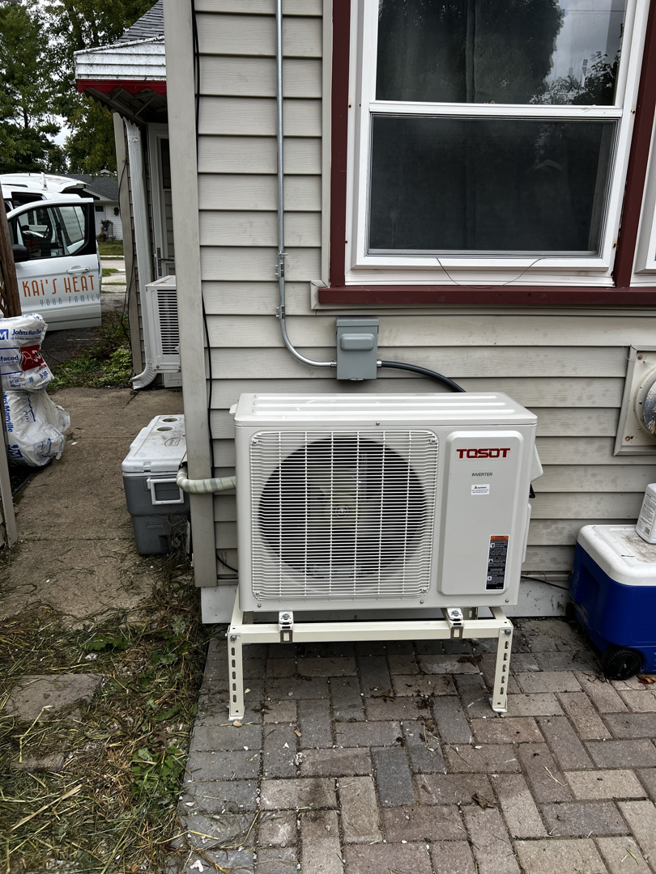 A TOSOT mini-split outdoor unit installation by Kai's Heat & Cool in Naperville, IL