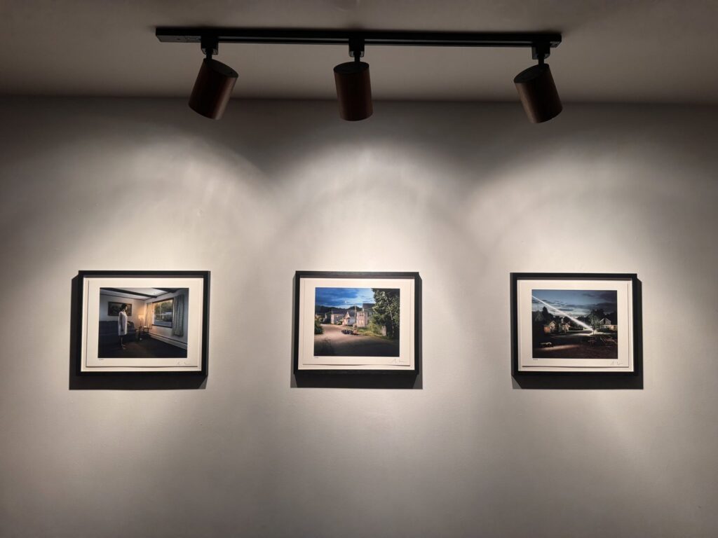 Track lighting installation illuminating artwork by Kevin Kelley Electrical Inc in Leominster, MA.