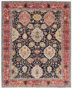 A detailed view of a traditional Persian area rug with intricate patterns, available from Yas Rugs in Lexington, KY.