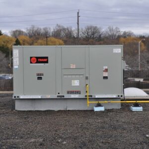 A large Trane commercial rooftop HVAC unit installed by PureTemp Heating and Cooling in Salem, NH.