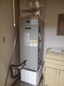 A new Trane furnace and air handler installed by Cloud Heating & Air Conditioning in Lawrence, KS.