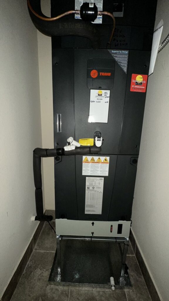 A Trane indoor air handler unit installed by Southwest Florida Air Quality in Cape Coral, FL