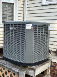 A Trane outdoor air conditioning unit serviced by EndorFin Service's Inc. Heating & Air Conditioning in Gloucester, VA.