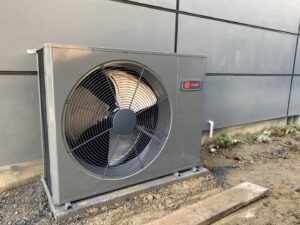 A new Trane outdoor heat pump or AC unit installed by Climate Control Experts HVAC LLC in Federal Way, WA