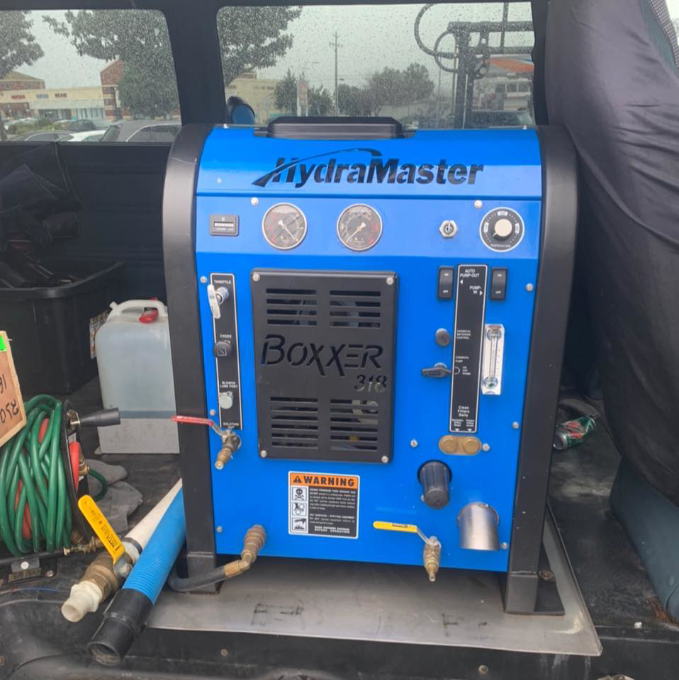A powerful truck-mounted HydraMaster Boxxer 318 carpet cleaning machine used by Murcia's Carpet Cleaning in San Leandro, CA.