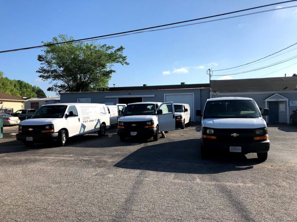 A powerful truck-mounted carpet cleaning system inside a service van for East Coast Carpet Care, Inc. in Chesapeake, VA.