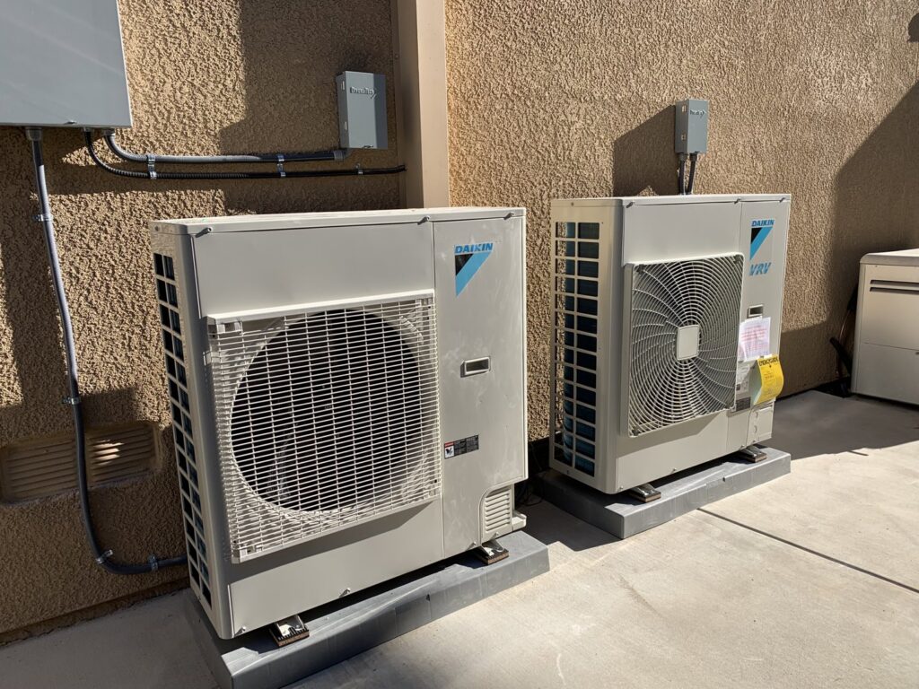 Two Daikin outdoor HVAC units professionally installed by Air Comfort Experts in Pasadena, CA.