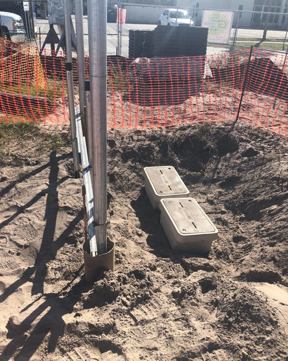 Installation of underground electrical utility boxes by Canseco Electrical Contractors, Inc. in Miami, FL.