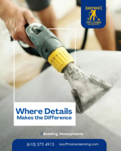 A professional cleaning tool being used on upholstery or carpet by Kauffman's Cleaning & Interior Sources in Reading, PA.