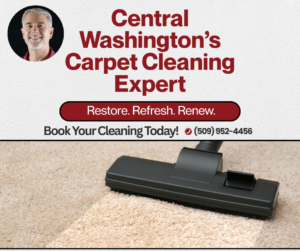 A vacuum cleaner head showing a clean strip on a dirty carpet, demonstrating professional carpet cleaning by Valley Professional Carpet & Upholstery Cleaning in Yakima, WA.