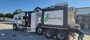 A large vacuum excavator truck used for underground utility work by TC Electric, Inc in Indianapolis, IN.