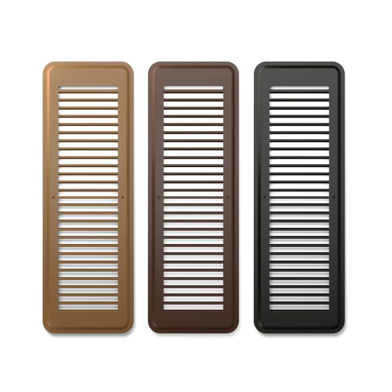 A selection of various colored HVAC air vents and registers, available for installation from Integral Systems LLC in Wichita, KS.