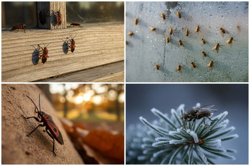 Various pests and insects, including boxelder bugs and flies, indicating pest issues for The Pest Detective in Cleveland, OH.
