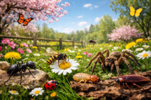 A close-up photo of various pests and insects in a garden, representing wildlife and pest control for J.R.S. Exterminating in Philadelphia, PA.