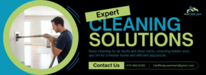 A Green Team Local technician cleaning a wall air vent with a specialized hose inside a home in Page.