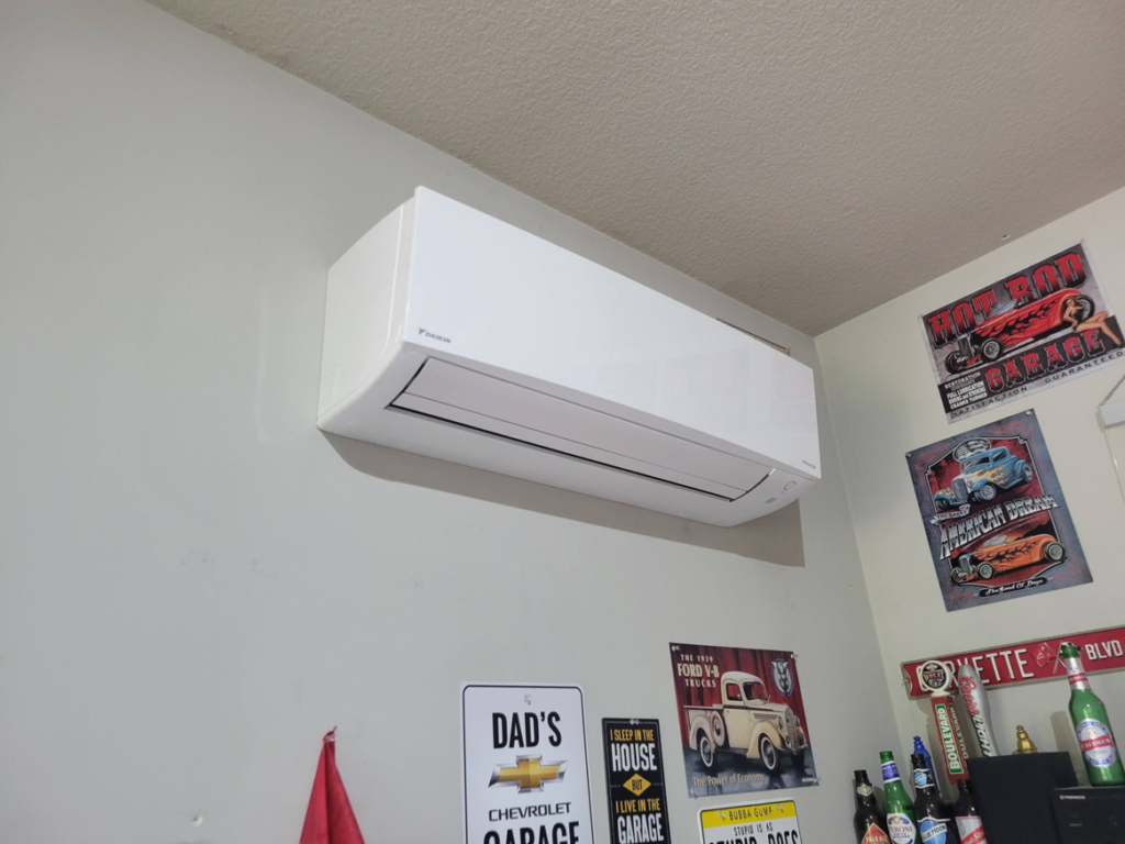 A Daikin wall-mounted mini-split AC unit installed by ESR Heating, Cooling and Refrigeration in Raymore, MO.