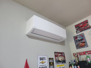 A Daikin wall-mounted mini-split AC unit installed by ESR Heating, Cooling and Refrigeration in Raymore, MO.