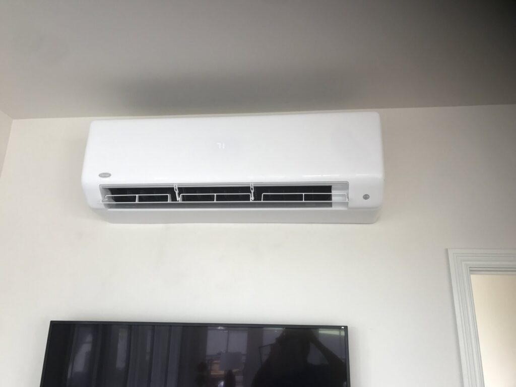 A wall-mounted mini-split air conditioning system installed by Chad Byers - Edge Guys Heating & Cooling in Carmel, IN.