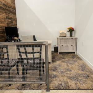 Wall-to-wall patterned carpet installed in a modern office area by CC&S Flooring in Salt Lake City, UT.