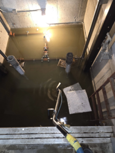 A professional water extraction tool in a flooded area, used by Aardvark Dean Of Clean in Nashua, NH.