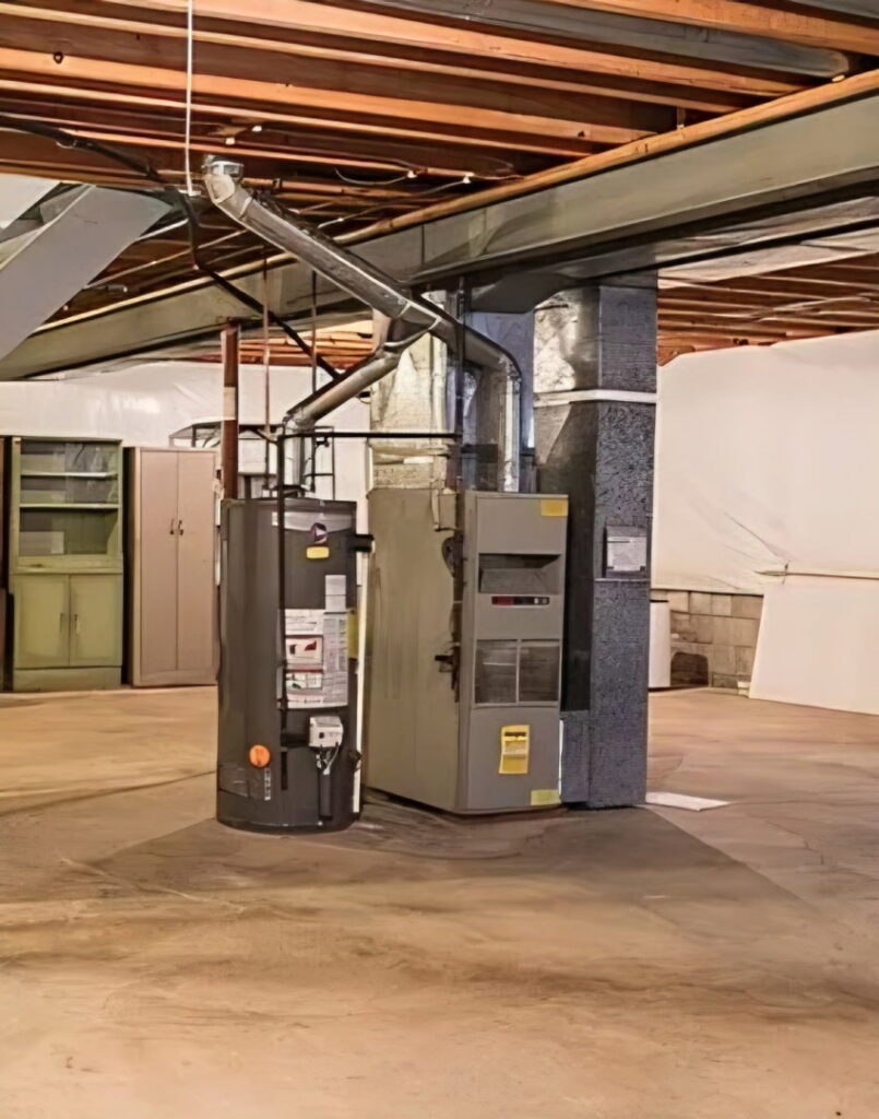 A water heater and furnace installation in a basement by Empire Heating & Air Conditioning in Decatur, GA