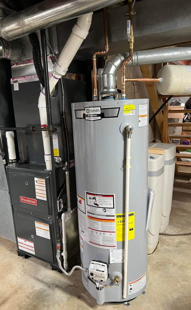 A new water heater and furnace installation by Vega Heating and Cooling in Kansas City, KS
