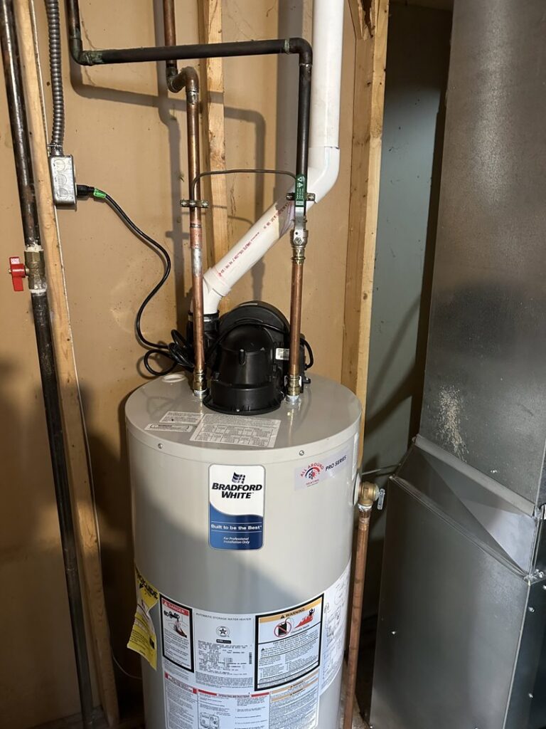 A new water heater installation with copper piping by All Around Heating & Cooling, providing heating services in Akron, OH.