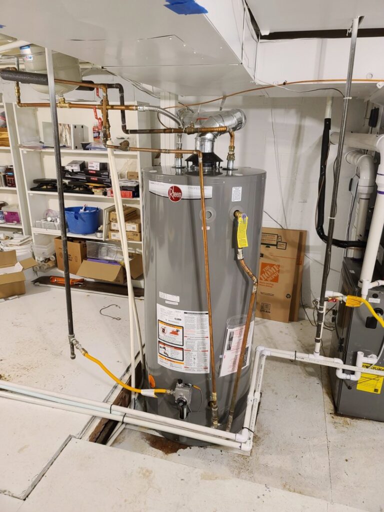 A new water heater installation with copper piping by Thin Air Heating and Cooling in Arvada, CO.