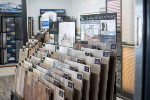 A display of waterproof luxury flooring samples at Carpet King Interiors / Abbey Carpet & Floor in Fernley, NV.