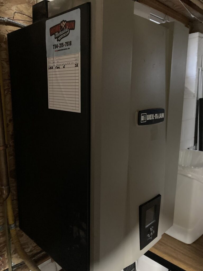 A Weil-McLain boiler unit installed for efficient heating by Home Run Mechanical in Ann Arbor, MI.