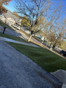 A well-maintained, freshly mowed lawn in front of a house by Geno's Father & Son Lawn Services Llc in Hammond, IN