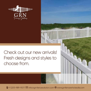A classic white picket fence installed in a green field by GRN Fence Solution in Newark, NJ.
