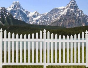 A pristine white vinyl privacy fence installed in a residential backyard, showcasing quality work by Best Boy's Fencing in Fort Collins, CO.