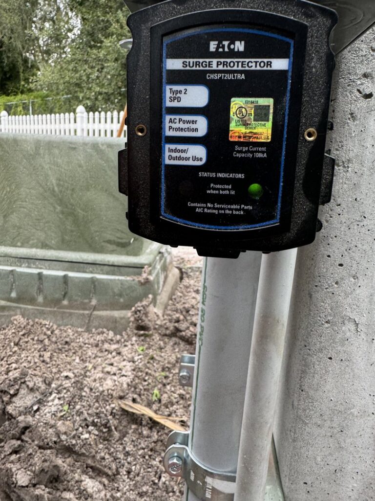 An Eaton whole-house surge protector installed by Dynamic Electric in Cape Coral, FL.