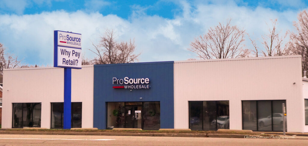 A wide view of the carpet display section within the Prosource of Erie showroom in Erie, PA.