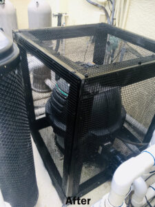 A wildlife exclusion system installed around outdoor equipment by Catseye Pest Control in Hartford, CT.