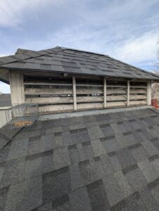 A roof with a cupola protected by wire mesh and a small trap, showing wildlife exclusion and trapping by Elevated Pest Control LLC in Berthoud, CO.